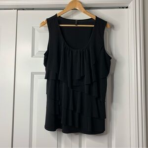 Denver Hayes Black Layered Ruffle Tank Top Size XL